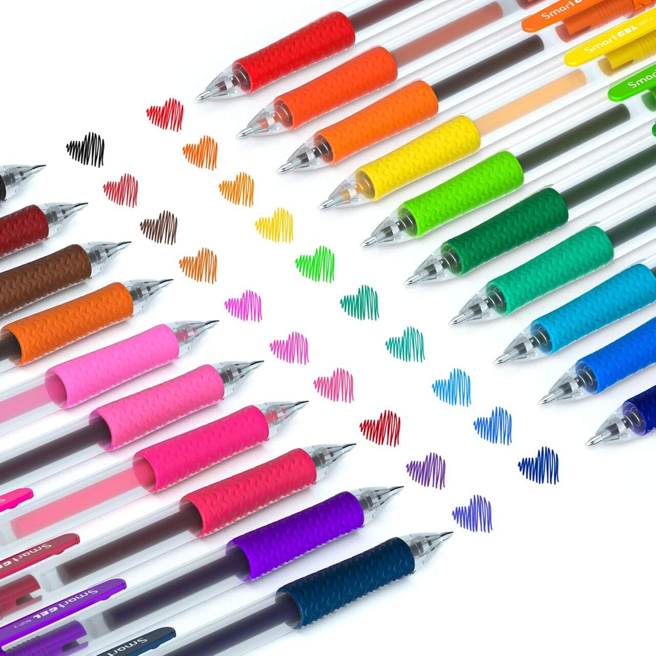 20-Piece Colored Gel Pens, Medium Point, Retractable, Smooth Writing, Comfort Grip